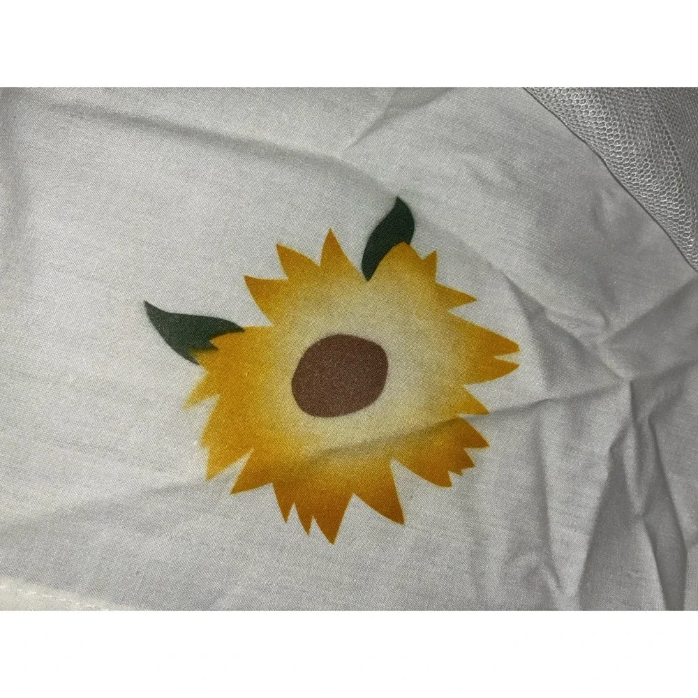 Window Curtain Small White Sunflower Embroidered Layered Floral 24x29
